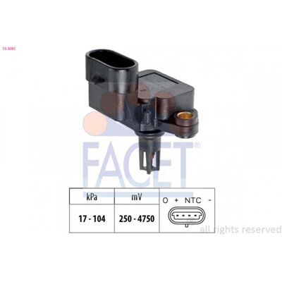 Sensor de presión barométrica FACET 10.3081 - IVECO, FIAT, LANCIA Sensor de presión barométrica FACET 10.3081 - IVECO, FIAT, LANCIA