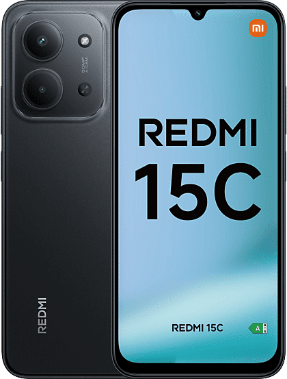 Móvil - Xiaomi Redmi 15C, Negro medianoche, 128GB, 4GB RAM, 6.9" HD+, MediaTek Helio G81-Ultra, 6000 mAh