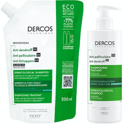 Dercos Champô Anti-Caspa Oleosa 390ml + Refill 390ml (40% Desconto) Dercos Champô Anti-Caspa Oleosa 390ml + Refill 390ml (40% Desconto)