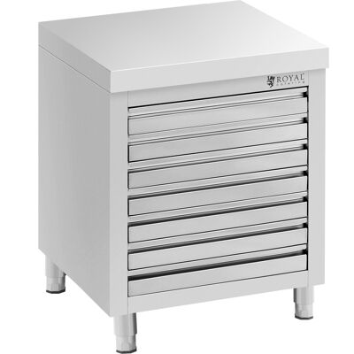 Armario de trabajo de acero inoxidable - 70 x 50 cm - 185 kg - 7 cajones para bolas de pizza - Royal Catering 10013463 Armario de trabajo de acero inoxidable - 70 x 50 cm - 185 kg - 7 cajones para bolas de pizza - Royal Catering 10013463