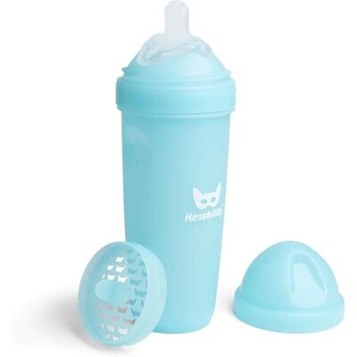 Biberón Herobility con doble sistema anticólico Capacidad 340 ml, Color Azul Biberón Herobility con doble sistema anticólico Capacidad 340 ml, Color Azul