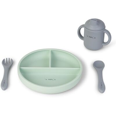 Saro Baby - Juego de alimentación de silicona Food & Fun Menta - Juego de Alimentación para Bebés Saro Baby - Juego de alimentación de silicona Food & Fun Menta - Juego de Alimentación para Bebés