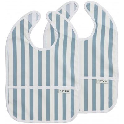 Meyco Baby Meyco Pack 2 baberos con bolsillo Me-Fat Stripe Color Azul Meyco Baby Meyco Pack 2 baberos con bolsillo Me-Fat Stripe Color Azul