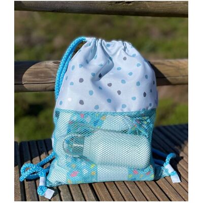 Mochila saco de playa antiarena BtBox Modelo Lunares azul Mochila saco de playa antiarena BtBox Modelo Lunares azul