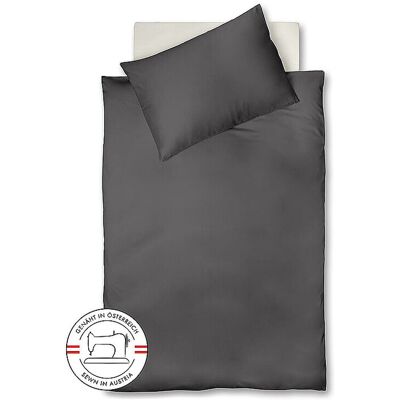 Fleuresse Ropa de cama de satén Royal Uni 140x220cm antracita gris Fleuresse Ropa de cama de satén Royal Uni 140x220cm antracita gris