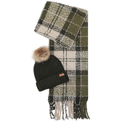 Barbour Set de regalo gorro y bufanda SALTBURN oliva Barbour Set de regalo gorro y bufanda SALTBURN oliva
