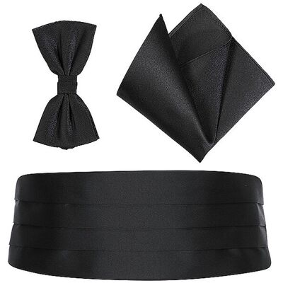 Profuomo Set fajín, pajarita y pañuelo de bolsillo negro Profuomo Set fajín, pajarita y pañuelo de bolsillo negro