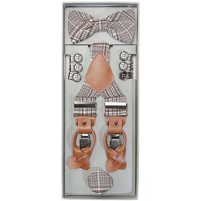 Robson Set de tirantes con pajarita y pañuelo de bolsillo marrón Robson Set de tirantes con pajarita y pañuelo de bolsillo marrón