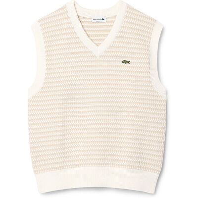 Lacoste Chaleco de punto crema L Lacoste Chaleco de punto crema L