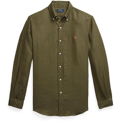 Ralph Lauren Camisa de lino Custom Fit oliva S Ralph Lauren Camisa de lino Custom Fit oliva S