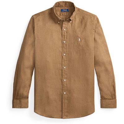 Ralph Lauren Camisa de lino Custom Fit marrón M Ralph Lauren Camisa de lino Custom Fit marrón M