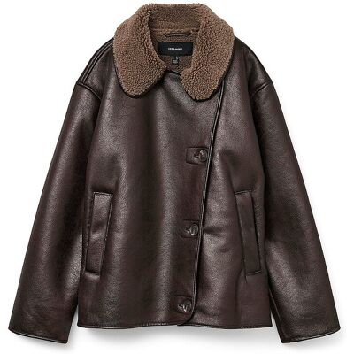 Vero Moda Chaqueta con aspecto de piel VMMIRANDA marrón XL Vero Moda Chaqueta con aspecto de piel VMMIRANDA marrón XL
