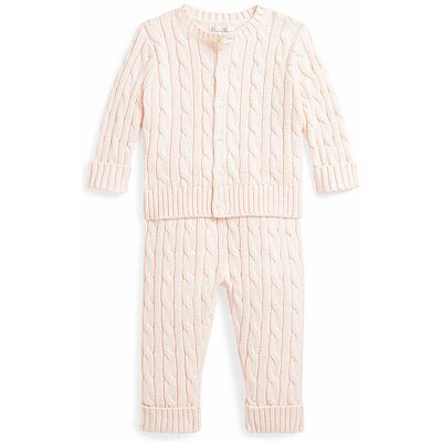 Ralph Lauren Conjunto de bebé de 2 piezas, cárdigan y pantalón rosa 68 Ralph Lauren Conjunto de bebé de 2 piezas, cárdigan y pantalón rosa 68