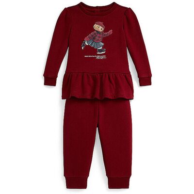 Ralph Lauren Conjunto de bebé de 2 piezas, sudadera y pantalón rojo oscuro 74 Ralph Lauren Conjunto de bebé de 2 piezas, sudadera y pantalón rojo oscuro 74