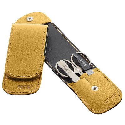 CANAL 5376 - Estuche de instrumentos - Hecho a mano en cuero genuino, 3 partes, Amarillo CANAL 5376 - Estuche de instrumentos - Hecho a mano en cuero genuino, 3 partes, Amarillo