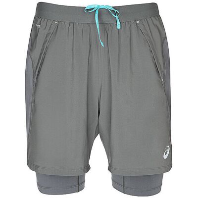 Asics Shorts de running para hombre ROAD 2in1 7 gris XL Asics Shorts de running para hombre ROAD 2in1 7 gris XL