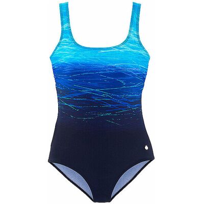 Lascana Bañador de mujer con estampado batik y efecto moldeador azul 46D Lascana Bañador de mujer con estampado batik y efecto moldeador azul 46D