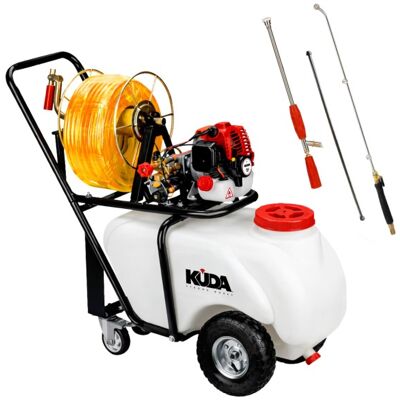 Sulfatadora de carretilla 26cc 50L -KUDA con 25M Manguera-Lanza Largo Alcance-Pulverizadora. Sulfatadora de carretilla 26cc 50L -KUDA con 25M Manguera-Lanza Largo Alcance-Pulverizadora.