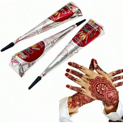SHEIN 1/4 piezas Cono de Henna Golecha Rojo Cereza/Marrón, Arte de Tatuaje Temporal Impermeable, Adecuado para Arte Corporal Temporal y Diseño de Tatuajes SHEIN 1/4 piezas Cono de Henna Golecha Rojo Cereza/Marrón, Arte de Tatuaje Temporal Impermeable, Adecuado para Arte Corporal Temporal y Diseño de Tatuajes