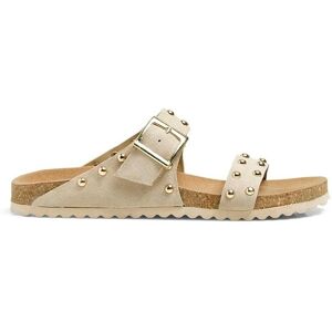 Pieces Pieces - Sandalias planas con tachuelas de piel de mujer. Mujer Beige Talla 41 Pieces Pieces - Sandalias planas con tachuelas de piel de mujer. Mujer Beige Talla 41