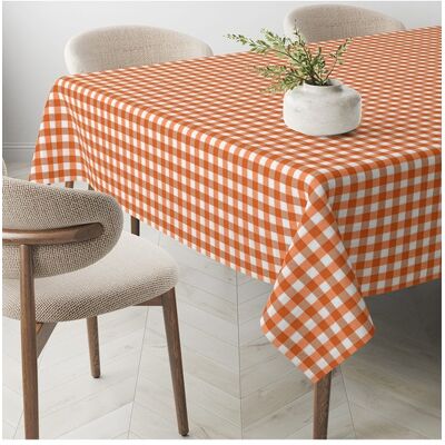 DONEGAL DONEGAL - Mantel Antimanchas Vichy tacto tela teflón naranja. Talla 140 x 250 cm DONEGAL DONEGAL - Mantel Antimanchas Vichy tacto tela teflón naranja. Talla 140 x 250 cm