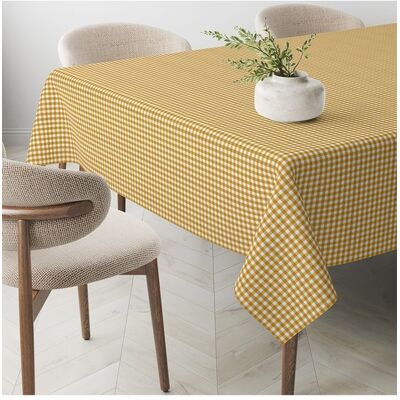 DONEGAL DONEGAL - Mantel Antimanchas Small Vichy tacto tela teflón oro. Talla 140 x 140 cm DONEGAL DONEGAL - Mantel Antimanchas Small Vichy tacto tela teflón oro. Talla 140 x 140 cm