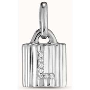 UNOde50 Charm candado bañado en plata de ley con letra de topacios L BLANCO U UNOde50 Charm candado bañado en plata de ley con letra de topacios L BLANCO U