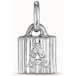 UNOde50 Charm candado bañado en plata de ley con letra de topacios A BLANCO U UNOde50 Charm candado bañado en plata de ley con letra de topacios A BLANCO U