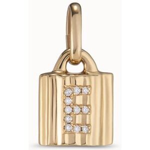 UNOde50 Charm candado bañado en oro de 18K ley con letra de topacios E BLANCO U UNOde50 Charm candado bañado en oro de 18K ley con letra de topacios E BLANCO U