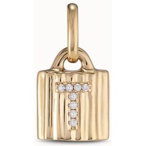 UNOde50 Charm candado bañado en oro de 18K ley con letra de topacios T BLANCO U UNOde50 Charm candado bañado en oro de 18K ley con letra de topacios T BLANCO U