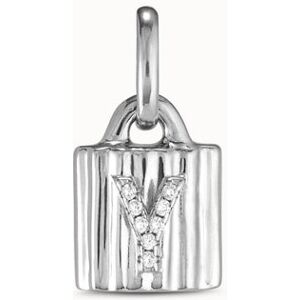 UNOde50 Charm candado bañado en plata de ley con letra de topacios Y BLANCO U UNOde50 Charm candado bañado en plata de ley con letra de topacios Y BLANCO U