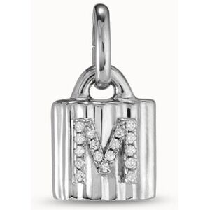 UNOde50 Charm candado bañado en plata de ley con letra de topacios M BLANCO U UNOde50 Charm candado bañado en plata de ley con letra de topacios M BLANCO U