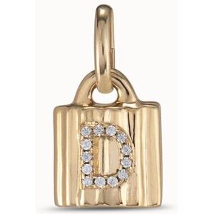 UNOde50 Charm candado bañado en oro de 18K ley con letra de topacios D BLANCO U UNOde50 Charm candado bañado en oro de 18K ley con letra de topacios D BLANCO U