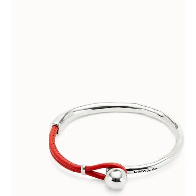 UNOde50 Pulsera semirígida bañada en plata de ley con cuero de color coral Coral M UNOde50 Pulsera semirígida bañada en plata de ley con cuero de color coral Coral M