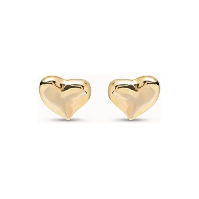 UNOde50 Pendientes bañados en oro de 18k con forma de corazón mediano Dorado U UNOde50 Pendientes bañados en oro de 18k con forma de corazón mediano Dorado U