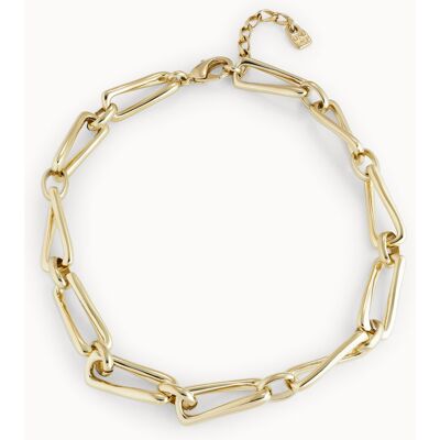 UNOde50 Collar bañado en oro de 18k con eslabones cuadrados Dorado U UNOde50 Collar bañado en oro de 18k con eslabones cuadrados Dorado U