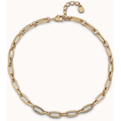 UNOde50 Collar corto bañado enoro de 18k de eslabones ovalados medianos Dorado U UNOde50 Collar corto bañado enoro de 18k de eslabones ovalados medianos Dorado U
