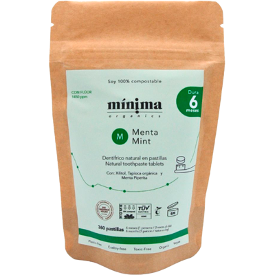 Minima organics dentifrico en pastilla menta con fluor â?? recarga bolsa 360 Minima organics dentifrico en pastilla menta con fluor â?? recarga bolsa 360