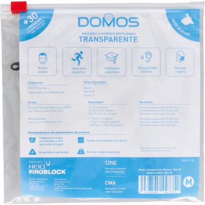 Mst mascarilla higienica mst transp adulto blanco t/m 1 un Mst mascarilla higienica mst transp adulto blanco t/m 1 un