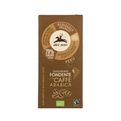 Alce Nero Cacao Negro Orgánico con Café Arabica - Tableta 50g Alce Nero Cacao Negro Orgánico con Café Arabica - Tableta 50g