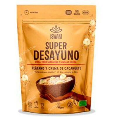 Iswari super desayuno platano y crema cacahuete 360gr. bio sg vegan Iswari super desayuno platano y crema cacahuete 360gr. bio sg vegan