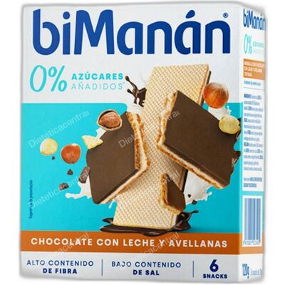 Bimanan snack barquillo s/a 6 un 20 g choco leche avel Bimanan snack barquillo s/a 6 un 20 g choco leche avel