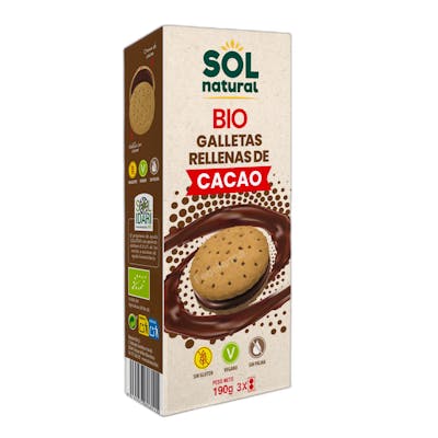 Solnatural solnatural galleta rellena de cacao bio 190 gr Solnatural solnatural galleta rellena de cacao bio 190 gr
