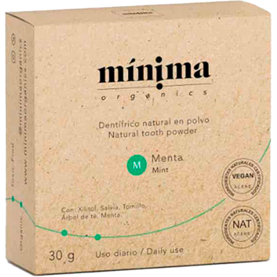 Minima organics dentifrico en polvo menta lata 30g Minima organics dentifrico en polvo menta lata 30g