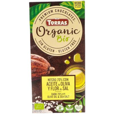 Torras chocolate negro 70% cacao con aceite de oliva y flor de sal - Chocolate Torras chocolate negro 70% cacao con aceite de oliva y flor de sal - Chocolate