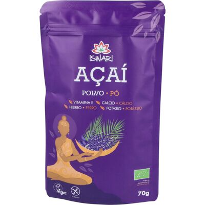 Polvo de açai orgánico Iswari 70g - Polvo de superalimento Polvo de açai orgánico Iswari 70g - Polvo de superalimento