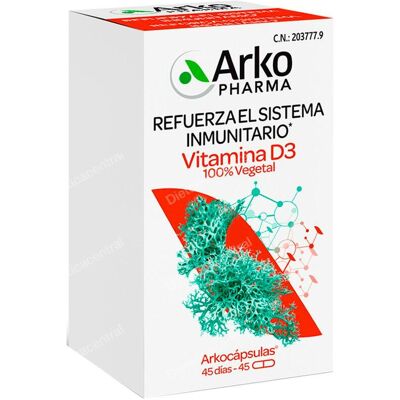 Arkopharma Vitamina D3 45 Cápsulas - Vitaminas y Suplementos Arkopharma Vitamina D3 45 Cápsulas - Vitaminas y Suplementos