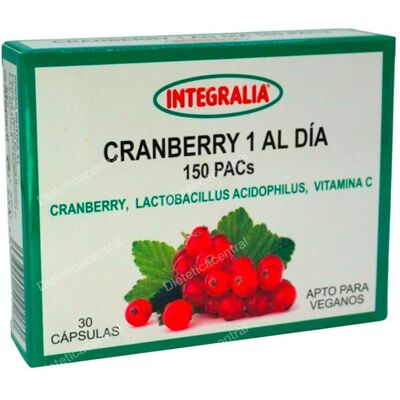 Integralia cranberry 1 al dia 150pacs 30cap. Integralia cranberry 1 al dia 150pacs 30cap.