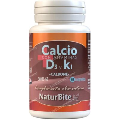 NATURBITE Calbone Vitamina D Y Calcio 60 Comprimidos - Suplemento Alimenticio NATURBITE Calbone Vitamina D Y Calcio 60 Comprimidos - Suplemento Alimenticio