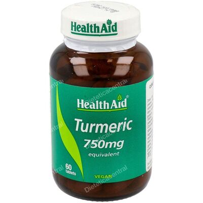 Health Aid Cúrcuma 750mg Comprimidos - Antiinflamatorio, Natural, 60 pcs Health Aid Cúrcuma 750mg Comprimidos - Antiinflamatorio, Natural, 60 pcs